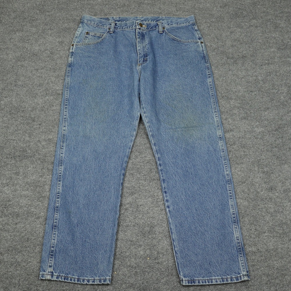Wrangler Jeans Mens 38x30 Blue Authentic Premium Quality Straight Leg‎ Denim